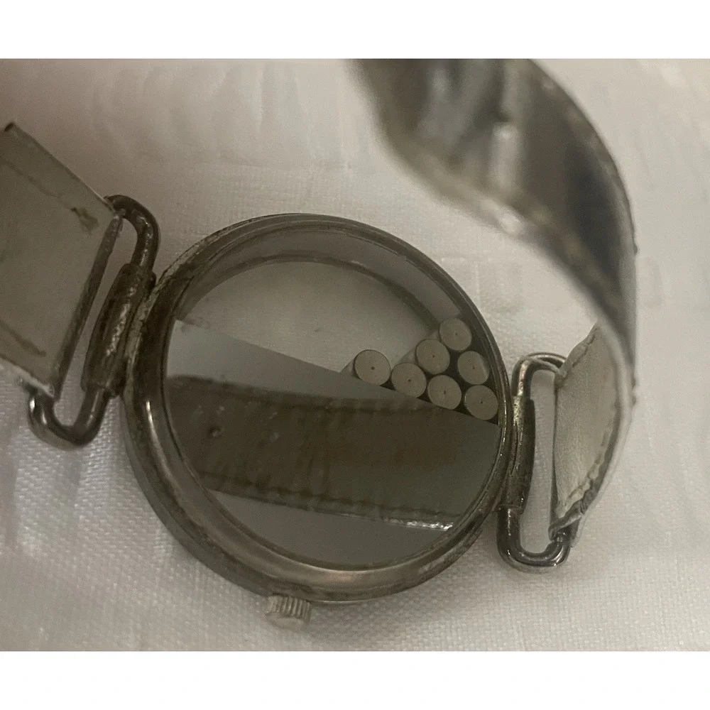 Vtg Ronica Watch Women Tone Floating Crystals Silver Bling *Don't Work*